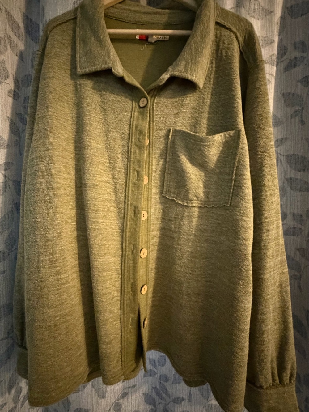 Free People Olive Green Button-Front Cardigan